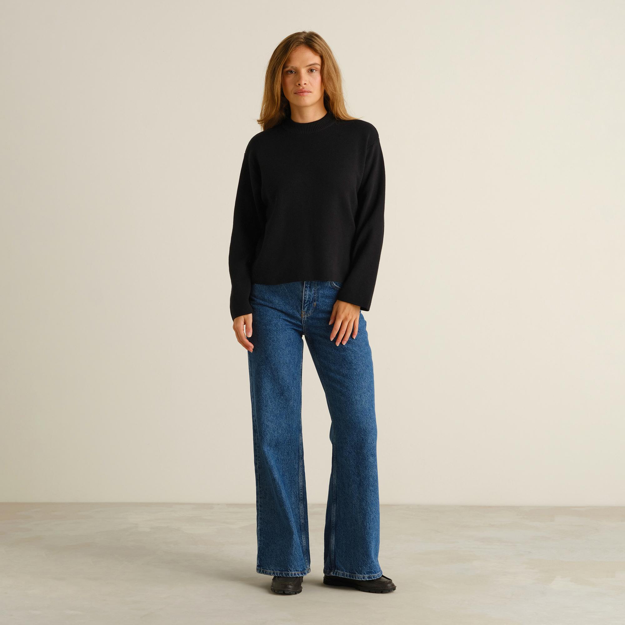 Dedicated Limhamn Sweater Base Black Damen Pullover Bio Baumwolle schwarz